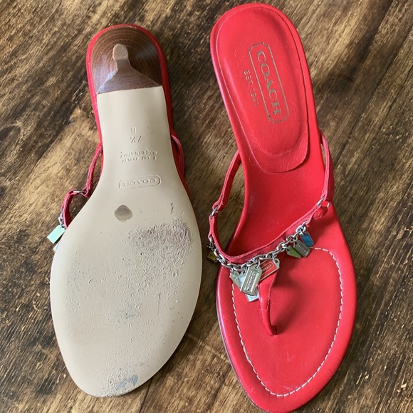 COACH KAROLYN RED CHAM SANDALS - Picture 3 of 6